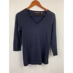 525 America Womens Navy V-Neck Sweater S Rayon/Nylon